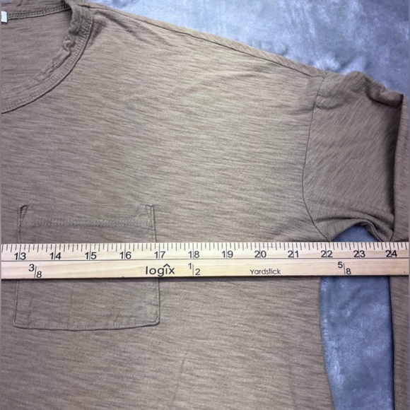JAMES PERSE British Khaki Long Sleeve Pocket T-Shirt Women's Size 2 Medium - Picture 5 of 7